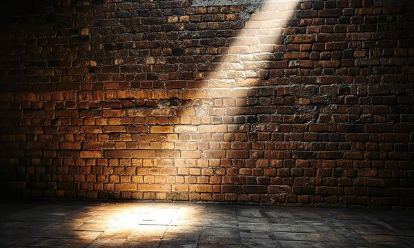 Brick Wall with Light Beams
