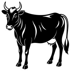 Cow animal silhouette. Cow silhouette isolated on white background. Cow vector illustration.