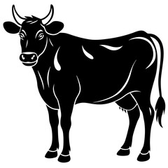 Cow animal silhouette. Cow silhouette isolated on white background. Cow vector illustration.