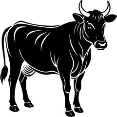 Cow animal silhouette. Cow silhouette isolated on white background. Cow vector illustration.