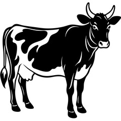 Cow animal silhouette. Cow silhouette isolated on white background. Cow vector illustration.