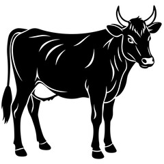 Cow animal silhouette. Cow silhouette isolated on white background. Cow vector illustration.