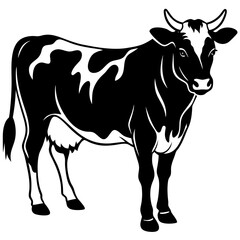 Cow animal silhouette. Cow silhouette isolated on white background. Cow vector illustration.