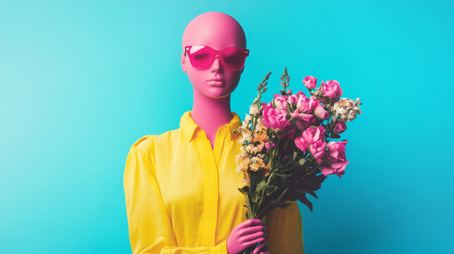 Fashion dummy with flowers spring fashion 