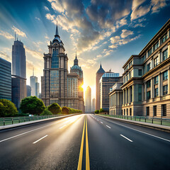 Naklejka premium city at sunset