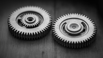 two modern cogs side by side with a smaller cog connected