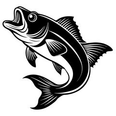 Red snapper isolated vector illustration. Fishing logo of red snapper. Fishing emlem for company or sport club. Marine theme background.