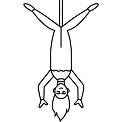 Reverse hanging human skeleton