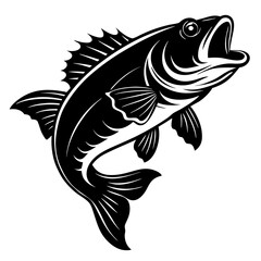 Red snapper isolated vector illustration. Fishing logo of red snapper. Fishing emlem for company or sport club. Marine theme background.