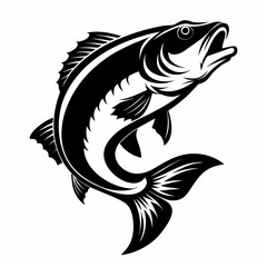 Red snapper isolated vector illustration. Fishing logo of red snapper. Fishing emlem for company or sport club. Marine theme background.