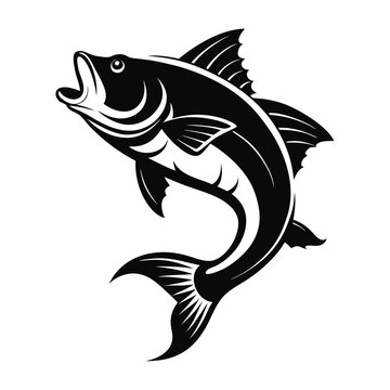 Red snapper isolated vector illustration. Fishing logo of red snapper. Fishing emlem for company or sport club. Marine theme background.