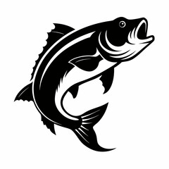 Red snapper isolated vector illustration. Fishing logo of red snapper. Fishing emlem for company or sport club. Marine theme background.