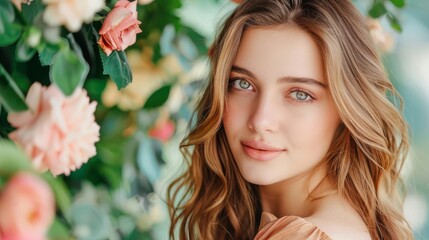 Naklejka premium An elegantly styled model with defined curls wearing a flowy