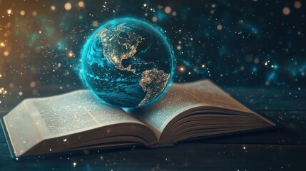 World Book Day concept with an open book and space for International Literacy Day messages, focusing on the importance of reading.