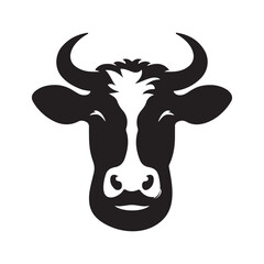 Cow Head Logo Icon Symbol Silhouette Vector Clip Art Isolated on White Background