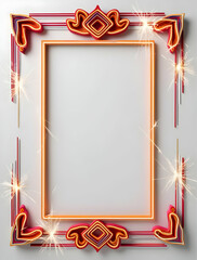 Obraz premium 3D Abstract Rangoli and Sparkler Lines Border Frame - Vibrant Minimalistic Design with Ample Copy Space for Cultural Events and Festive Promotions