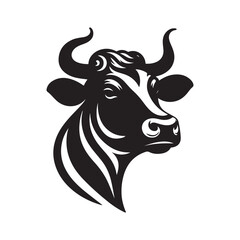 Cow Head Logo Icon Symbol Silhouette Vector Clip Art Isolated on White Background