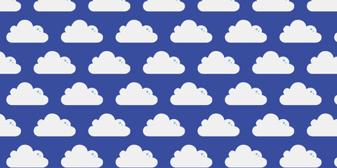 Obraz premium Simple pattern with white cloud motif on blue background