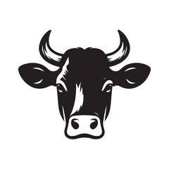 Cow Head Logo Icon Symbol Silhouette Vector Clip Art Isolated on White Background