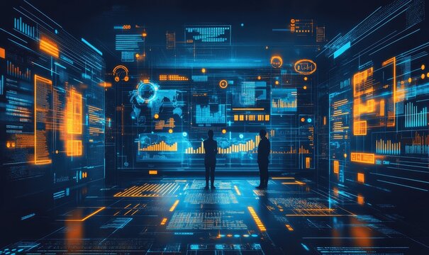 An illustration of data mining and collection processes, showcasing digital information being extracted, analyzed, and stored for big data analytics and, Generative AI