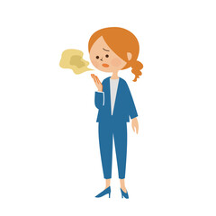 口臭を気にする女性のイラスト