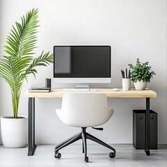 Fototapeta premium Modern Home Office Setup with Desk and Chair