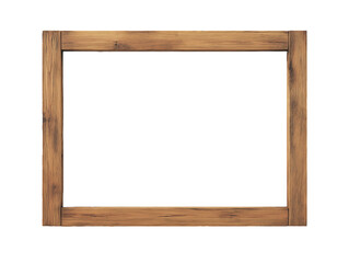 Old and realistic wooden picture frame on transparent background.