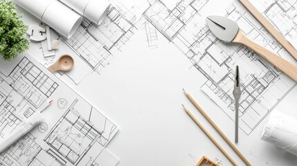 Architectural Blueprints and Technical Drawings for Residential Home Construction and Design