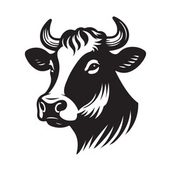 Cow Head Logo Icon Symbol Silhouette Vector Clip Art Isolated on White Background