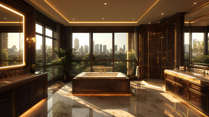 Fototapeta premium A highly realistic 3D rendering of a luxury bathroom