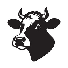 Cow Head Logo Icon Symbol Silhouette Vector Clip Art Isolated on White Background