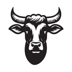 Cow Head Logo Icon Symbol Silhouette Vector Clip Art Isolated on White Background
