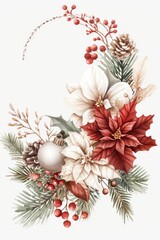 A vibrant arrangement of festive flowers and ornaments, perfect for celebrating the holiday spirit with elegance and warmth.