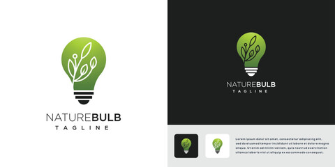 Natural light bulb vector logo. Natural energy logo icon.