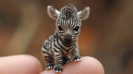 Obraz premium The Tiniest Zebra in the World Sitting Gracefully
