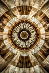 Abstract Pattern of Curved Lines and Circles with Brown and White Tones