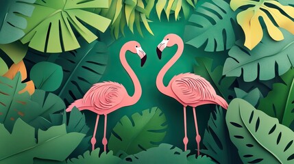 Fototapeta premium Flamingos in a wildlife sanctuary setting Flamingos in a nature reserve