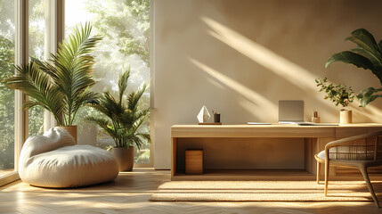 A modern work desk designed according to Feng Shui fe