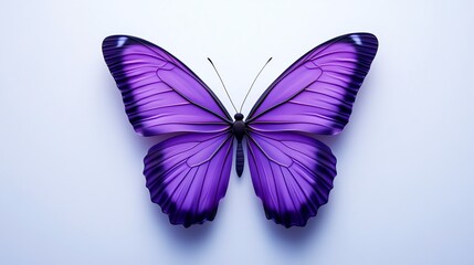 Fototapeta premium Purple butterfly with open wings on a white background.