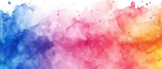 Vibrant Abstract Background: Colorful Splashes of Paint in Blues, Pinks, and Yellows.