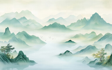 Retro traditional Chinese painting style art background
