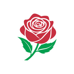 Flowers red rose icon. Rose logo. Floral emblem. Botanical boutique symbol. Vector illustration.