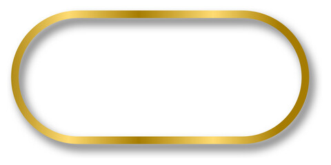 Obraz premium Rectangle gold frame isolated on transparent background. Golden frame with round corners. Rectangular photo frame PNG.