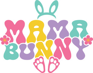 Easter day special typography retro wavy groovy t-shirt design