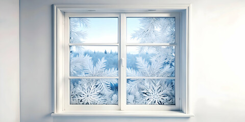 Intricate Ice Patterns on a Frosty Windowpane - Perfect Copy Space for Seasonal Promotions & Designs | Flat Vector Illustration