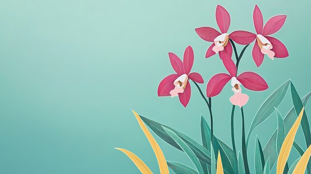 Close up of the delicate ophrys ficalhoana orchid set against a gentle green backdrop Close up of the delicate orchid against a soft green background