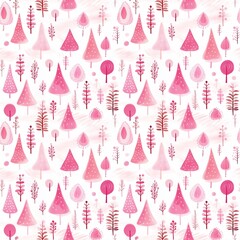 Pretty watercolour style seamless repeating pattern of pink christmas trees, great for stationery and fabric.