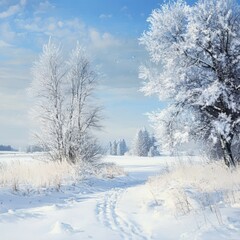 Obraz premium Tree Covered in Snow