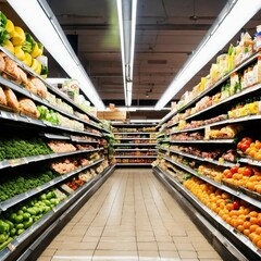 Fototapeta premium Shopping in the supermarket, AI generated