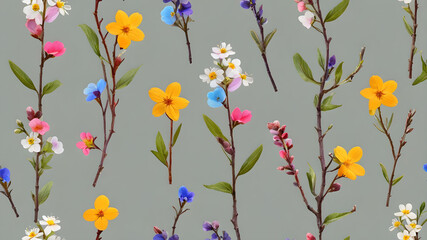 Colorful flowers on a twig on  a isolated backgournd